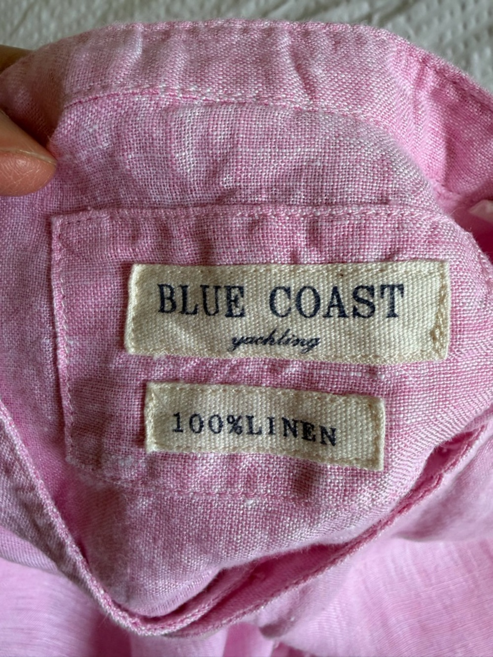 Blue coast 100% linen Men's Pink mandarin Collar shirt - Picture 4 of 8